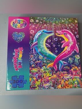 Lisa Frank Neon Dancing Dolphins 300pc foil puzzle vibrant fun nostalgia teal pi